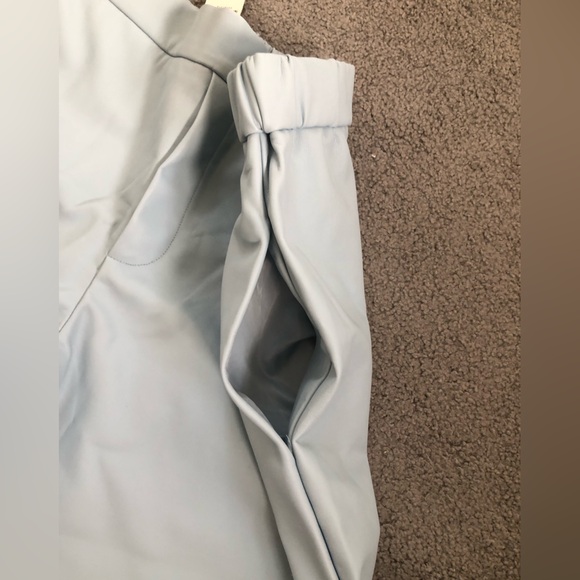 New NWT Maeve Anthropologie culottes wide leg baby blue faux leather pants L P - Picture 4 of 5